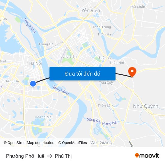 Phường Phố Huế to Phú Thị map