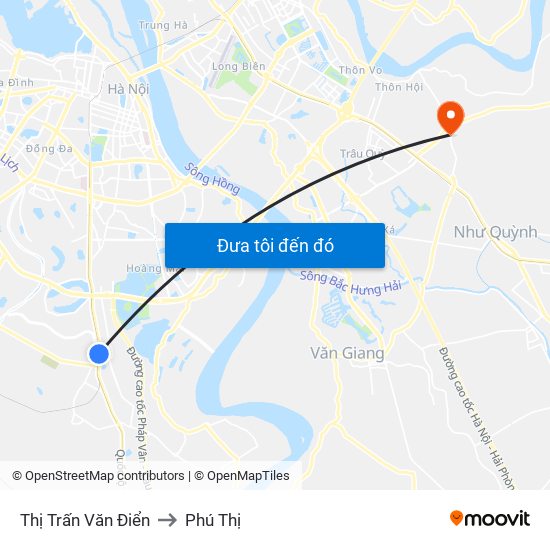 Thị Trấn Văn Điển to Phú Thị map