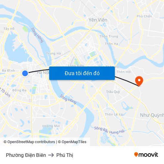 Phường Điện Biên to Phú Thị map
