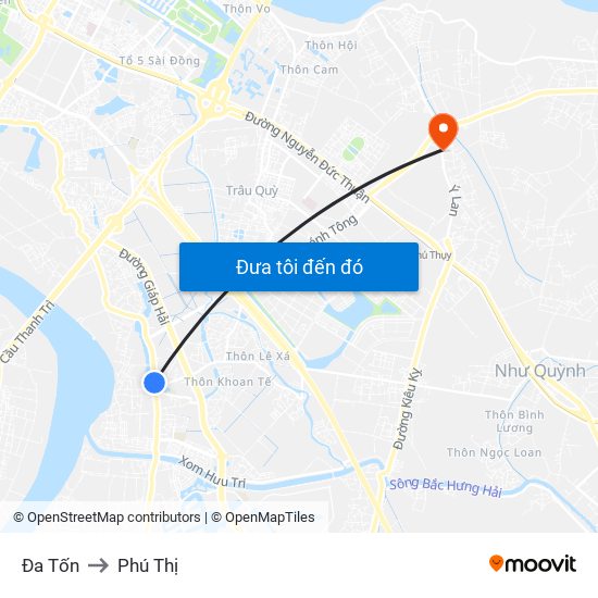 Đa Tốn to Phú Thị map