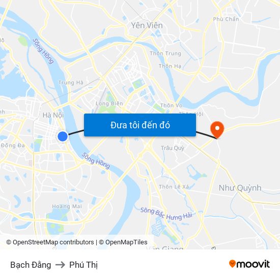 Bạch Đằng to Phú Thị map