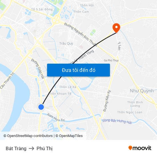 Bát Tràng to Phú Thị map