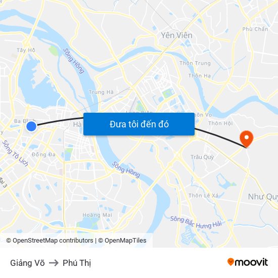 Giảng Võ to Phú Thị map