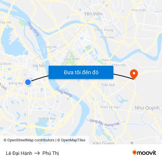 Lê Đại Hành to Phú Thị map