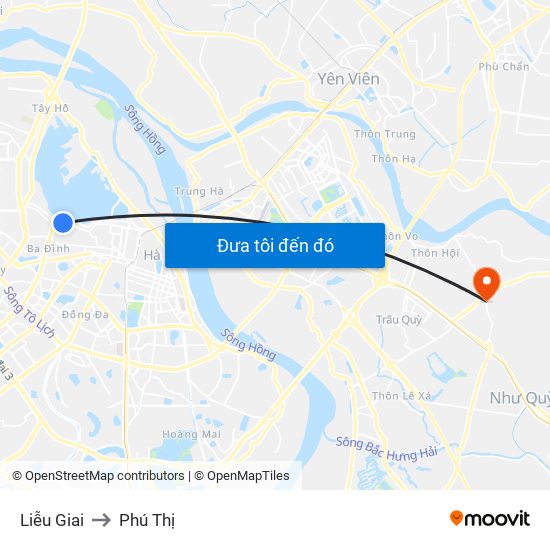 Liễu Giai to Phú Thị map