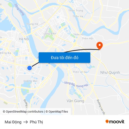 Mai Động to Phú Thị map