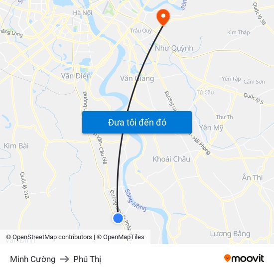 Minh Cường to Phú Thị map