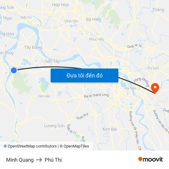 Minh Quang to Phú Thị map