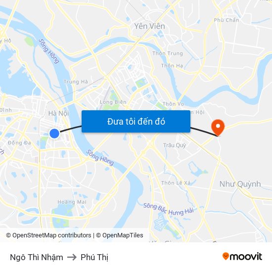 Ngô Thì Nhậm to Phú Thị map