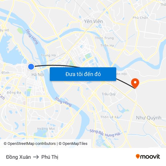 Đồng Xuân to Phú Thị map