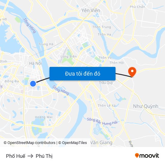 Phố Huế to Phú Thị map
