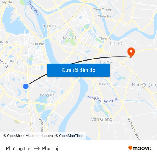 Phương Liệt to Phú Thị map