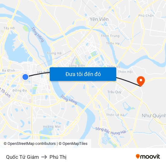 Quốc Tử Giám to Phú Thị map