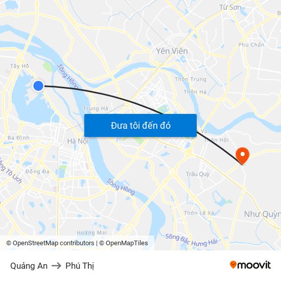 Quảng An to Phú Thị map