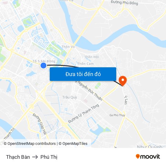 Thạch Bàn to Phú Thị map
