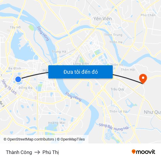 Thành Công to Phú Thị map