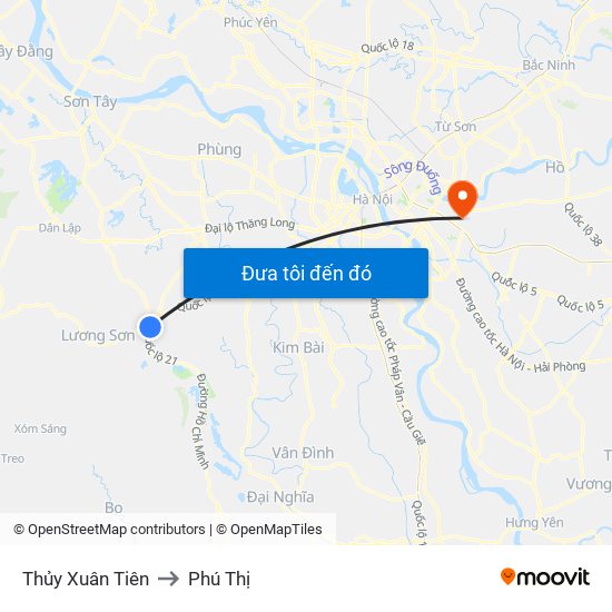 Thủy Xuân Tiên to Phú Thị map