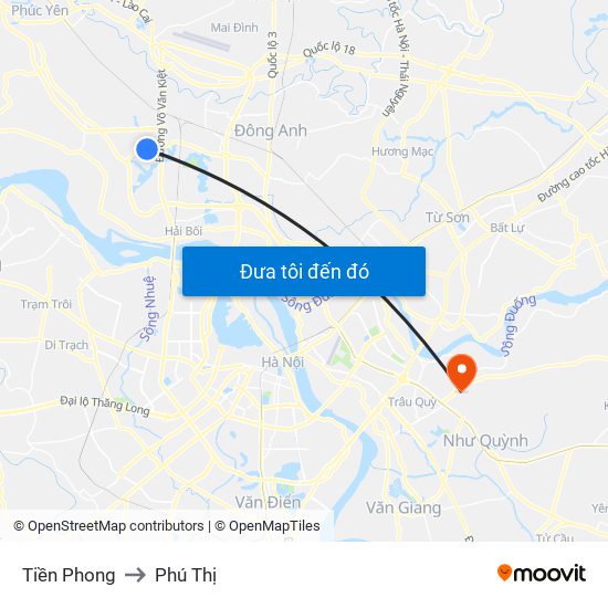 Tiền Phong to Phú Thị map