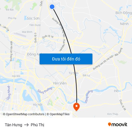 Tân Hưng to Phú Thị map