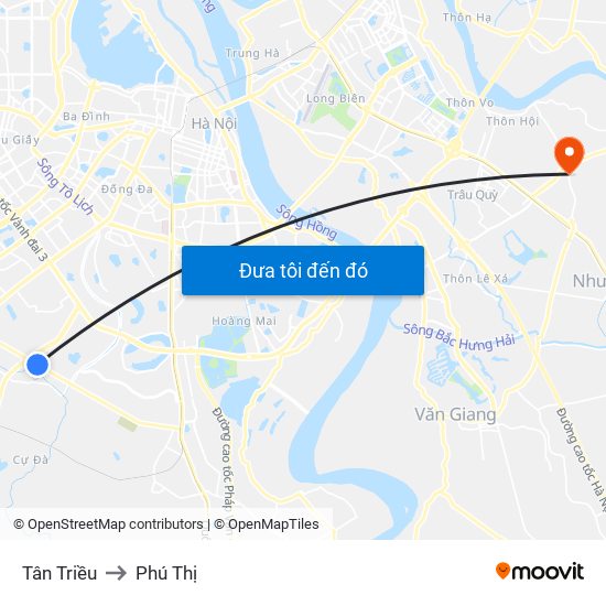 Tân Triều to Phú Thị map
