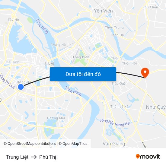 Trung Liệt to Phú Thị map