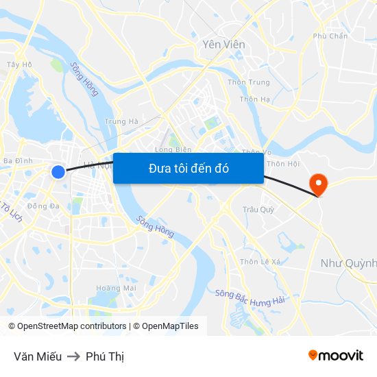 Văn Miếu to Phú Thị map