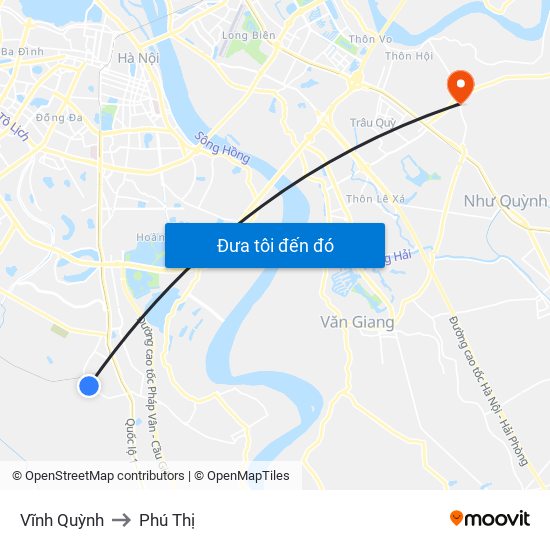 Vĩnh Quỳnh to Phú Thị map