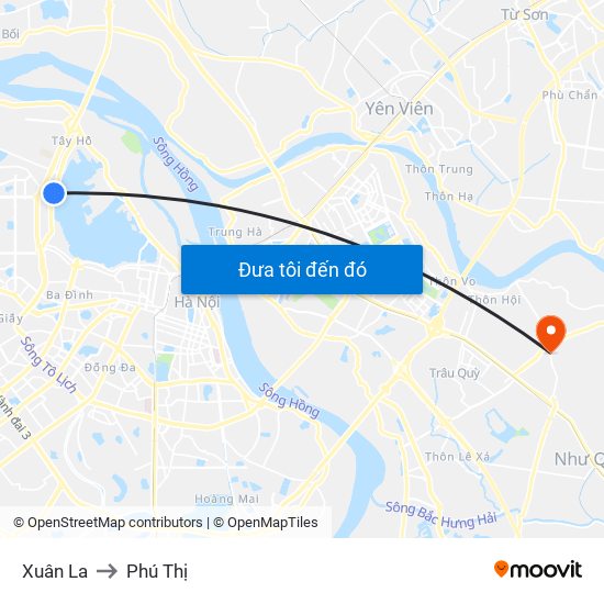 Xuân La to Phú Thị map