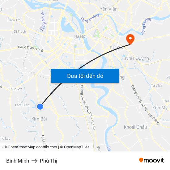Bình Minh to Phú Thị map