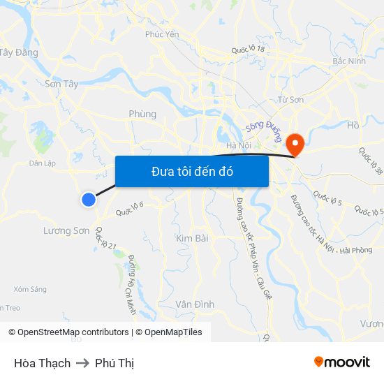 Hòa Thạch to Phú Thị map