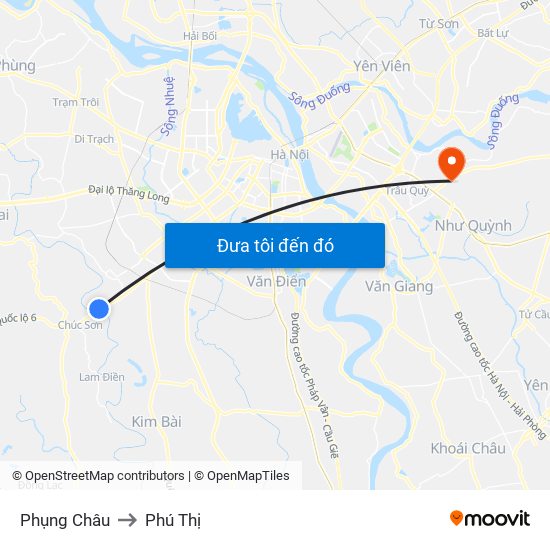 Phụng Châu to Phú Thị map