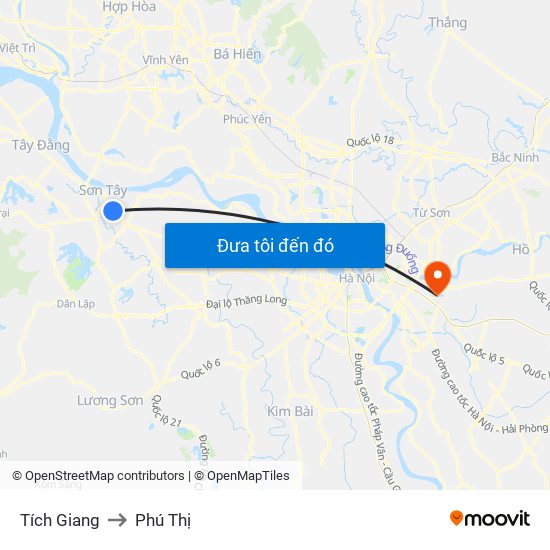 Tích Giang to Phú Thị map