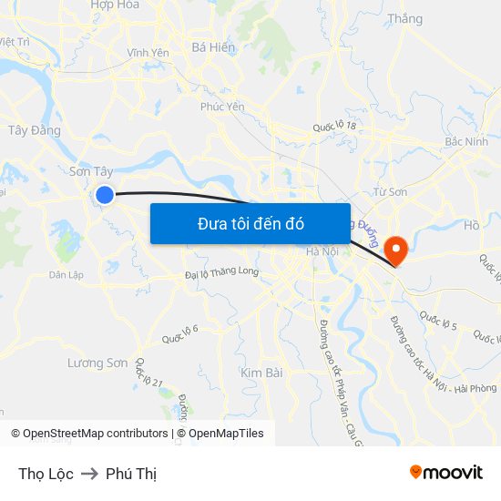 Thọ Lộc to Phú Thị map