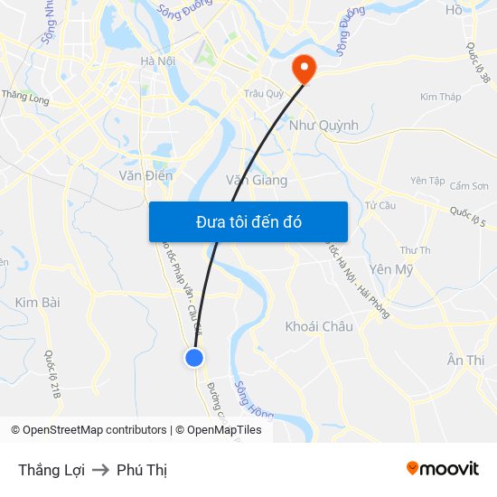 Thắng Lợi to Phú Thị map