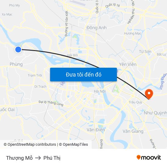 Thượng Mỗ to Phú Thị map