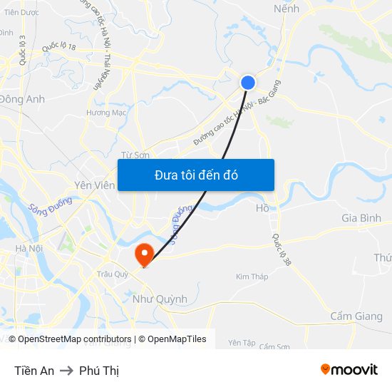 Tiền An to Phú Thị map