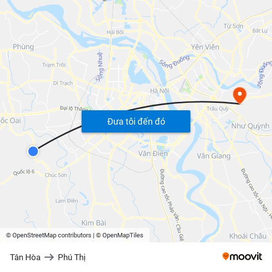Tân Hòa to Phú Thị map