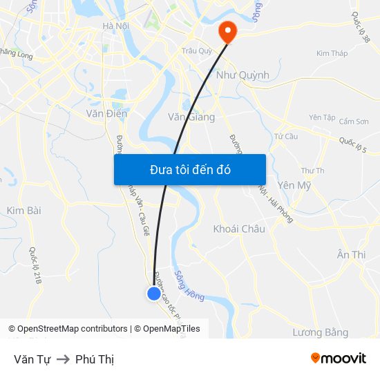 Văn Tự to Phú Thị map