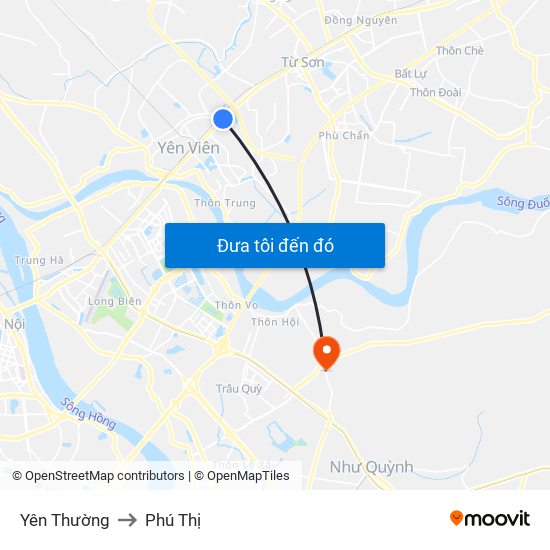 Yên Thường to Phú Thị map