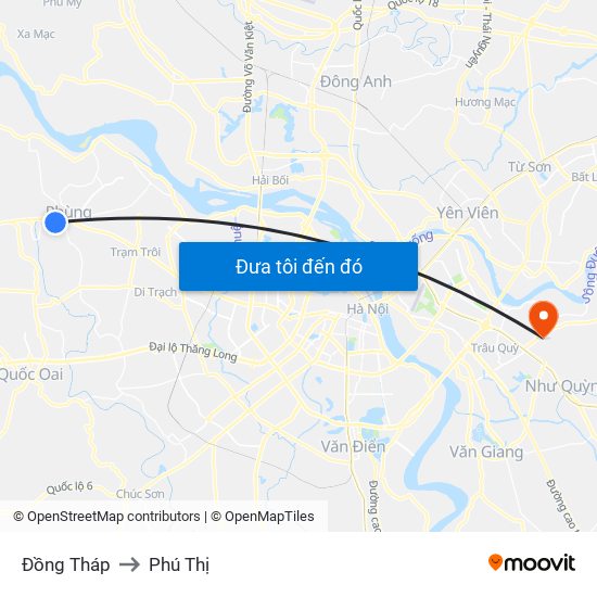Đồng Tháp to Phú Thị map