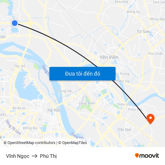 Vĩnh Ngọc to Phú Thị map