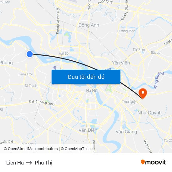Liên Hà to Phú Thị map