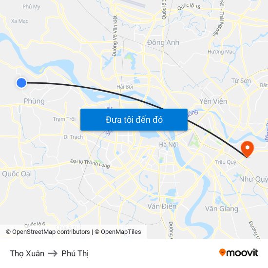 Thọ Xuân to Phú Thị map