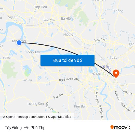Tây Đằng to Phú Thị map