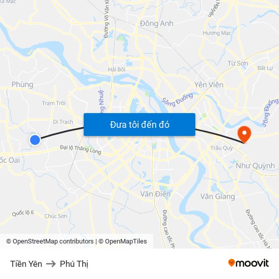 Tiền Yên to Phú Thị map