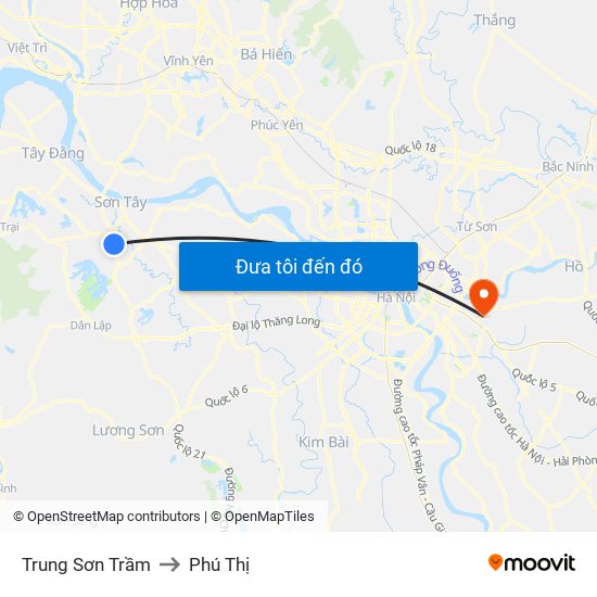 Trung Sơn Trầm to Phú Thị map