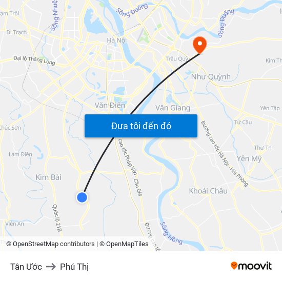 Tân Ước to Phú Thị map