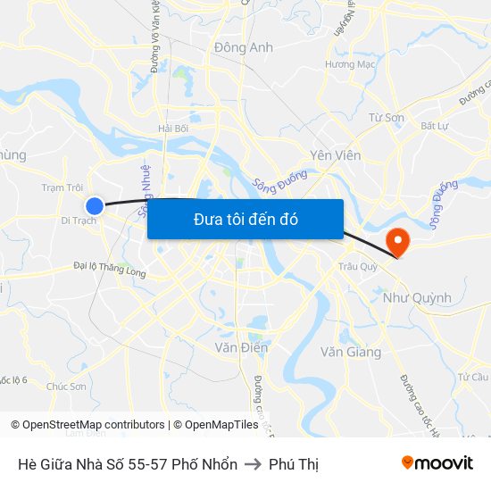 Hè Giữa Nhà Số 55-57 Phố Nhổn to Phú Thị map