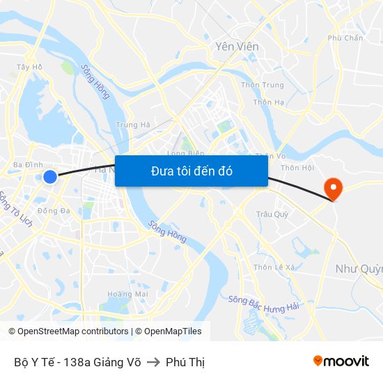 Bộ Y Tế - 138a Giảng Võ to Phú Thị map