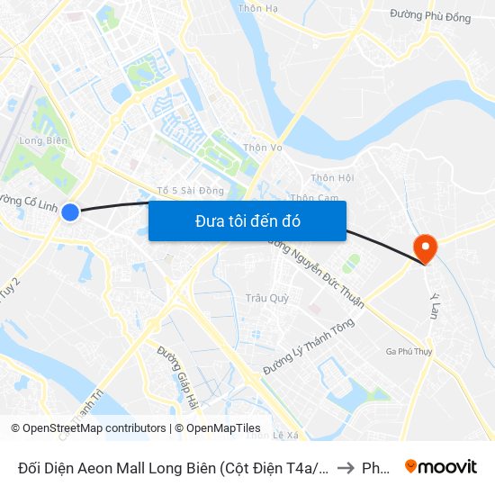 Đối Diện Aeon Mall Long Biên (Cột Điện T4a/2a-B Đường Cổ Linh) to Phú Thị map